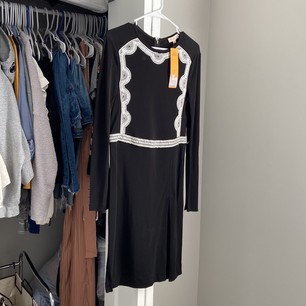 Tory Burch Black Ivory Long Sleeve Dress, flawed - Picture 2 of 11